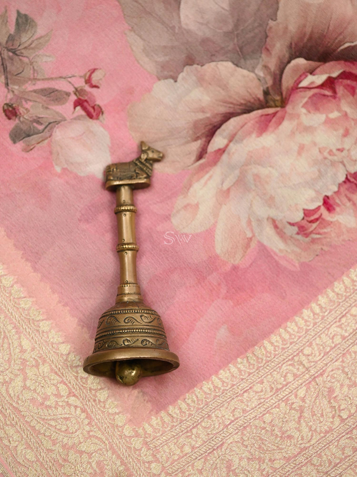 Pink Georgette Printed Banarasi Saree - Sacred Weaves