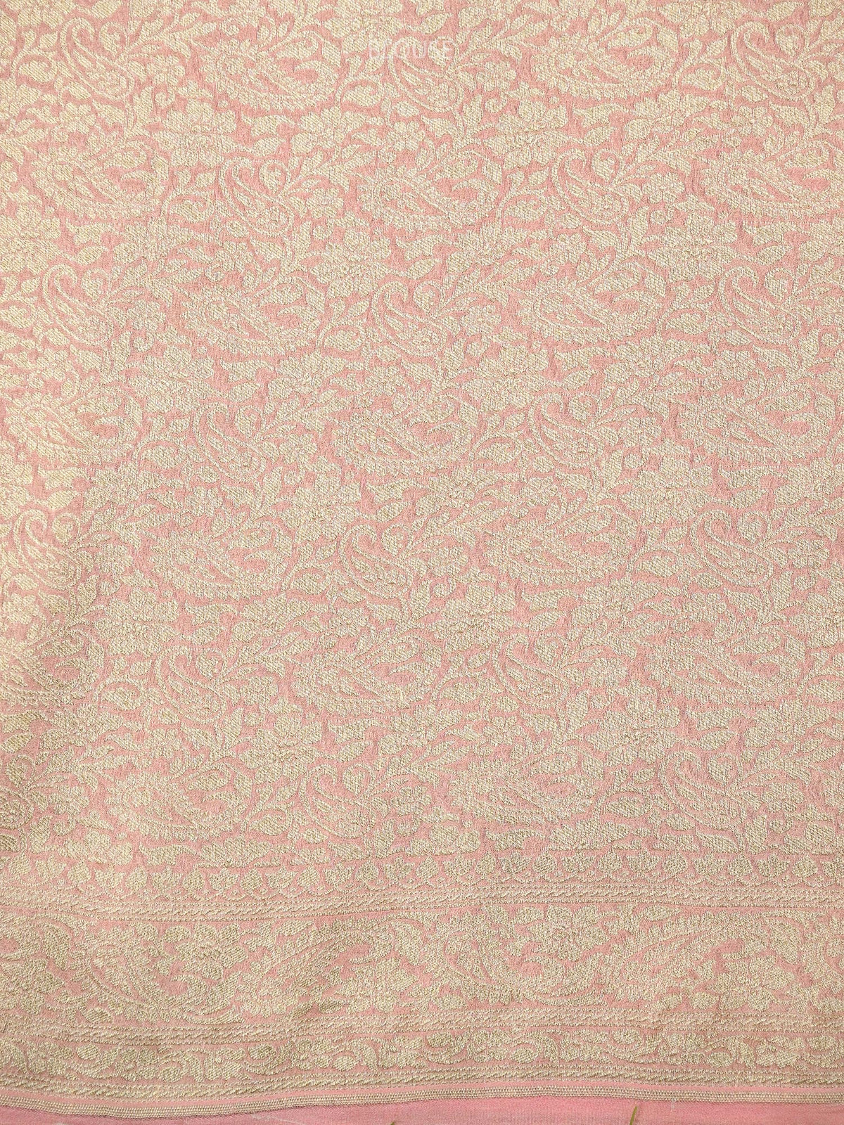 Pink Georgette Printed Banarasi Saree - Sacred Weaves