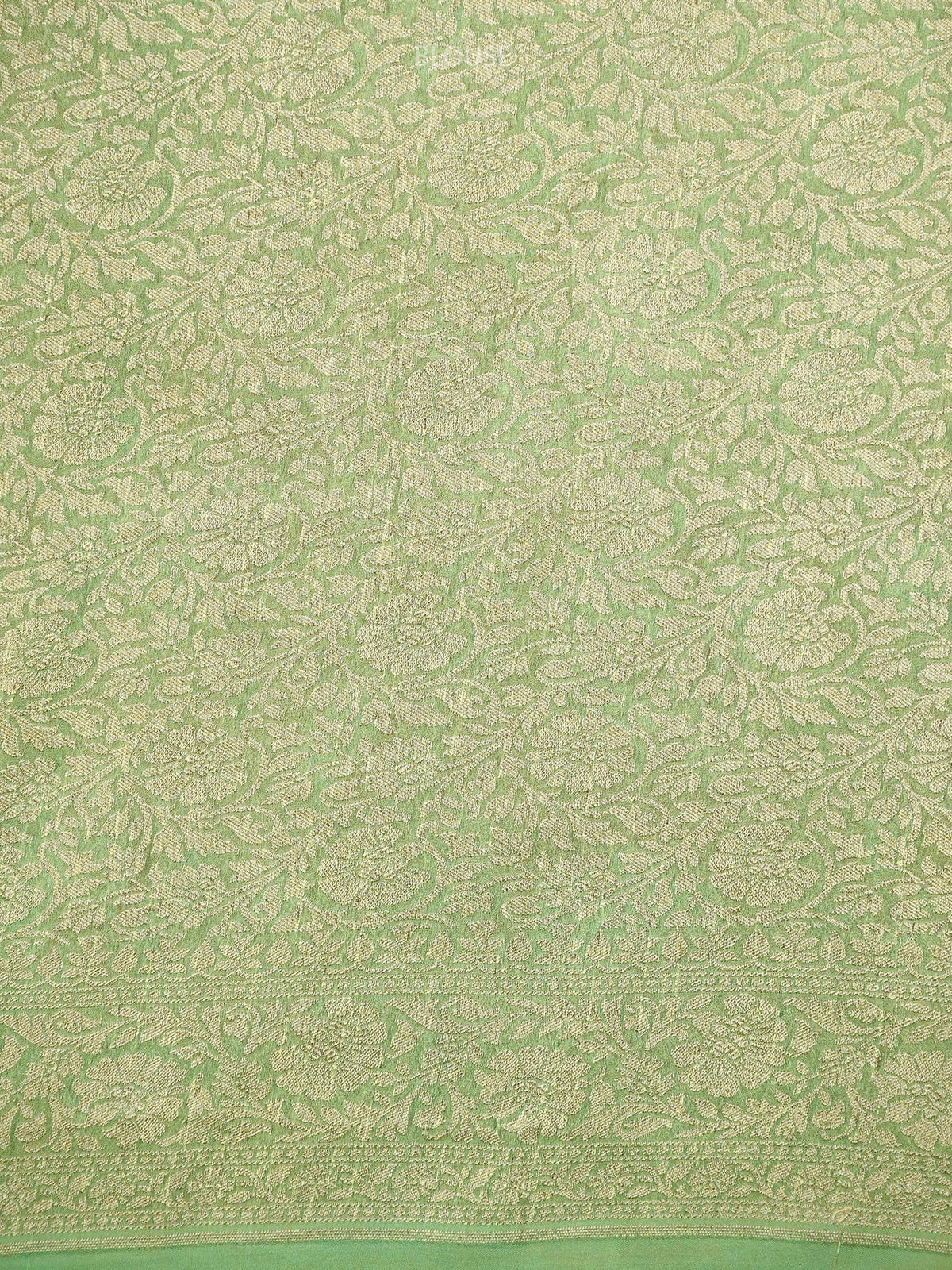 Green Georgette Printed Banarasi Saree - Sacred Weaves