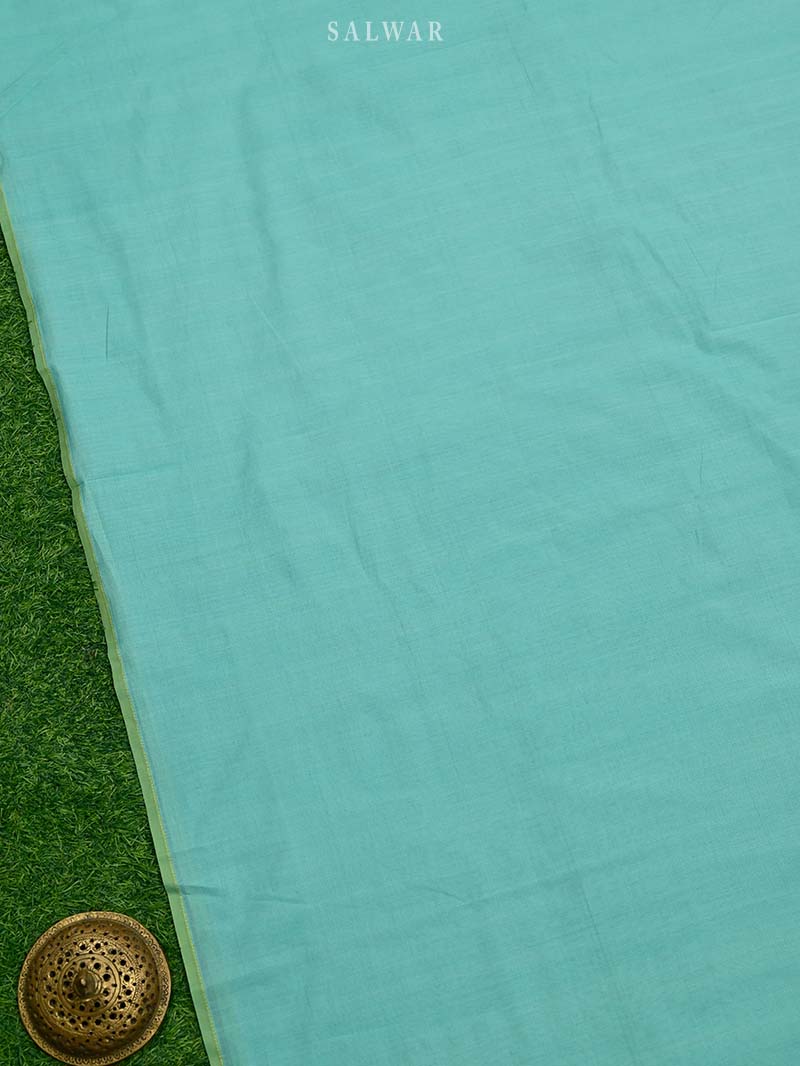 Sea Green Cotton Silk Handloom Banarasi Suit - Sacred Weaves