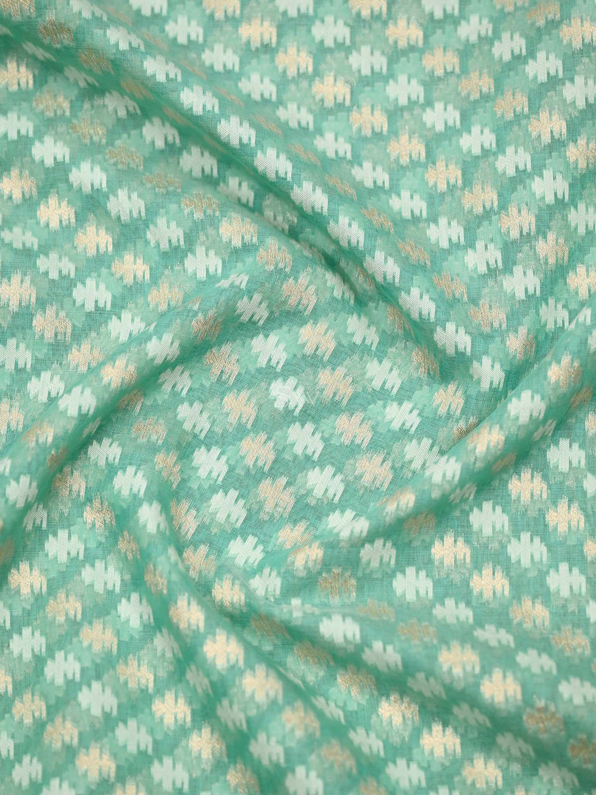 Sea Green Cotton Silk Handloom Banarasi Suit