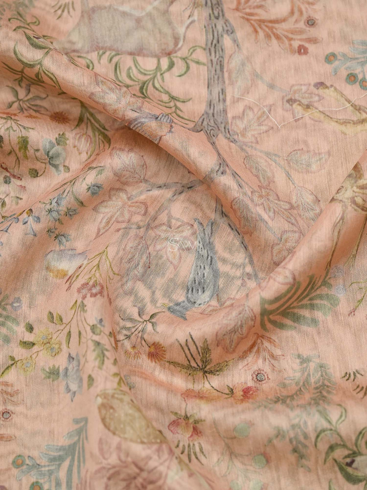 Pastel Peach Booti Cotton Silk Handloom Banarasi Suit