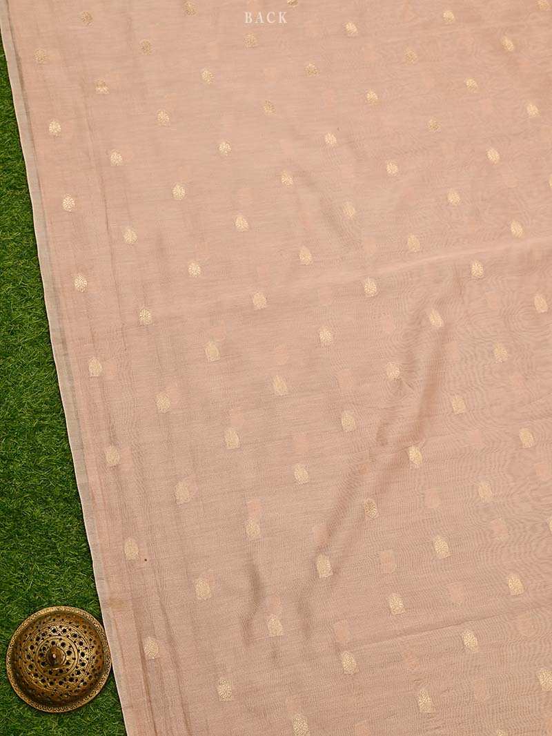 Pastel Peach Booti Cotton Silk Handloom Banarasi Suit
