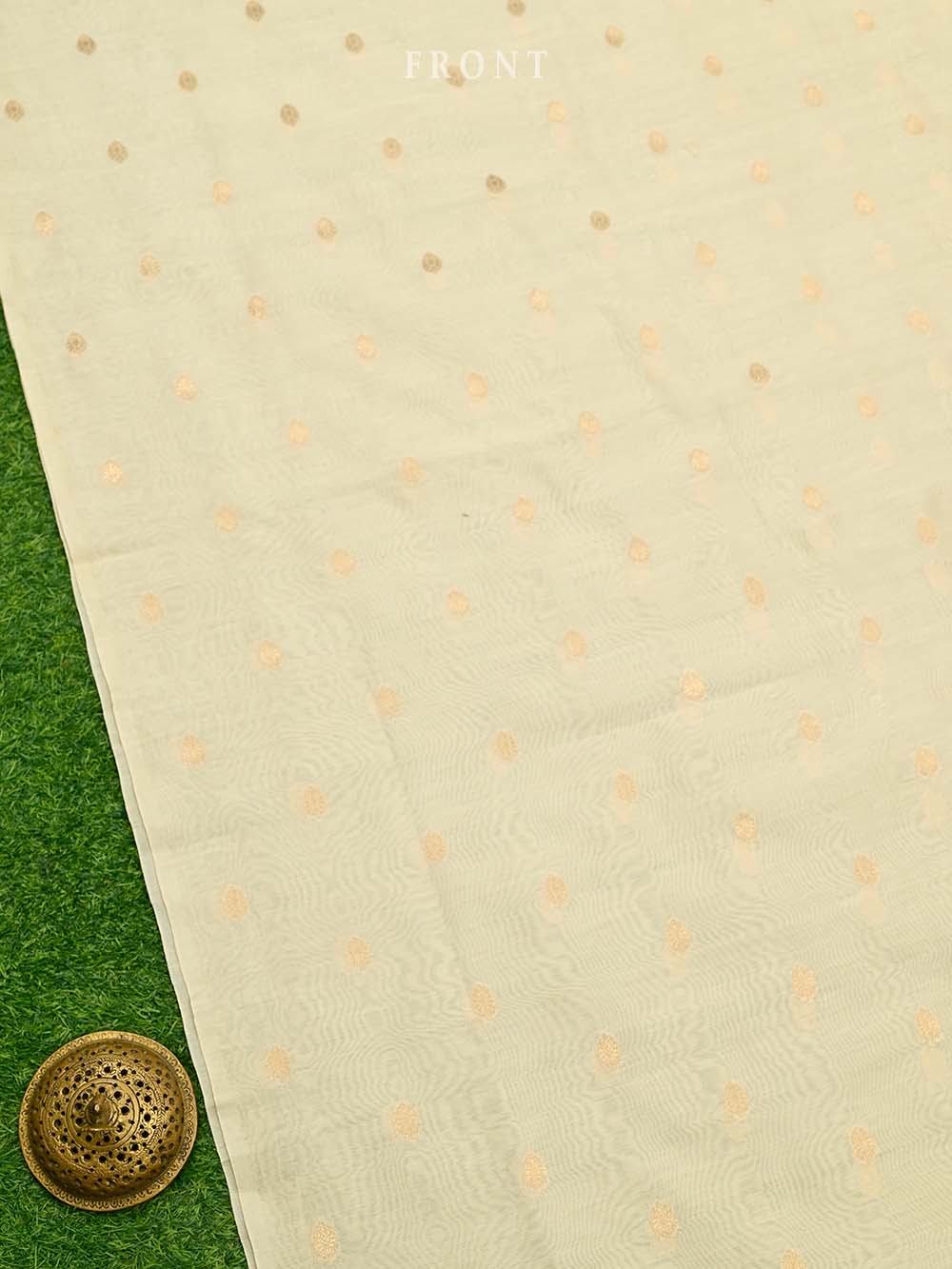 Cream Booti Cotton Silk Handloom Banarasi Suit - Sacred Weaves