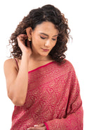 Magenta Jaal Crepe Silk Handloom Banarasi Saree - Sacred Weaves