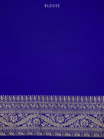 Dark Blue Jaal Crepe Silk Handloom Banarasi Saree - Sacred Weaves