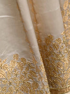 Off White Embroidery Satin Silk Handloom Banarasi Lehenga - Sacred Weaves
