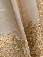 Off White Embroidery Satin Silk Handloom Banarasi Lehenga - Sacred Weaves