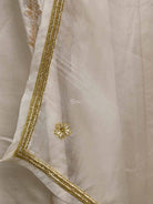 Off White Embroidery Satin Silk Handloom Banarasi Lehenga - Sacred Weaves
