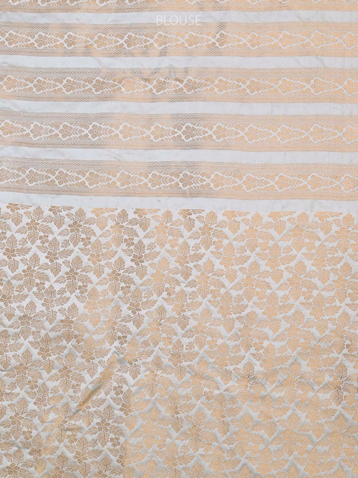 Off White Embroidery Satin Silk Handloom Banarasi Lehenga - Sacred Weaves