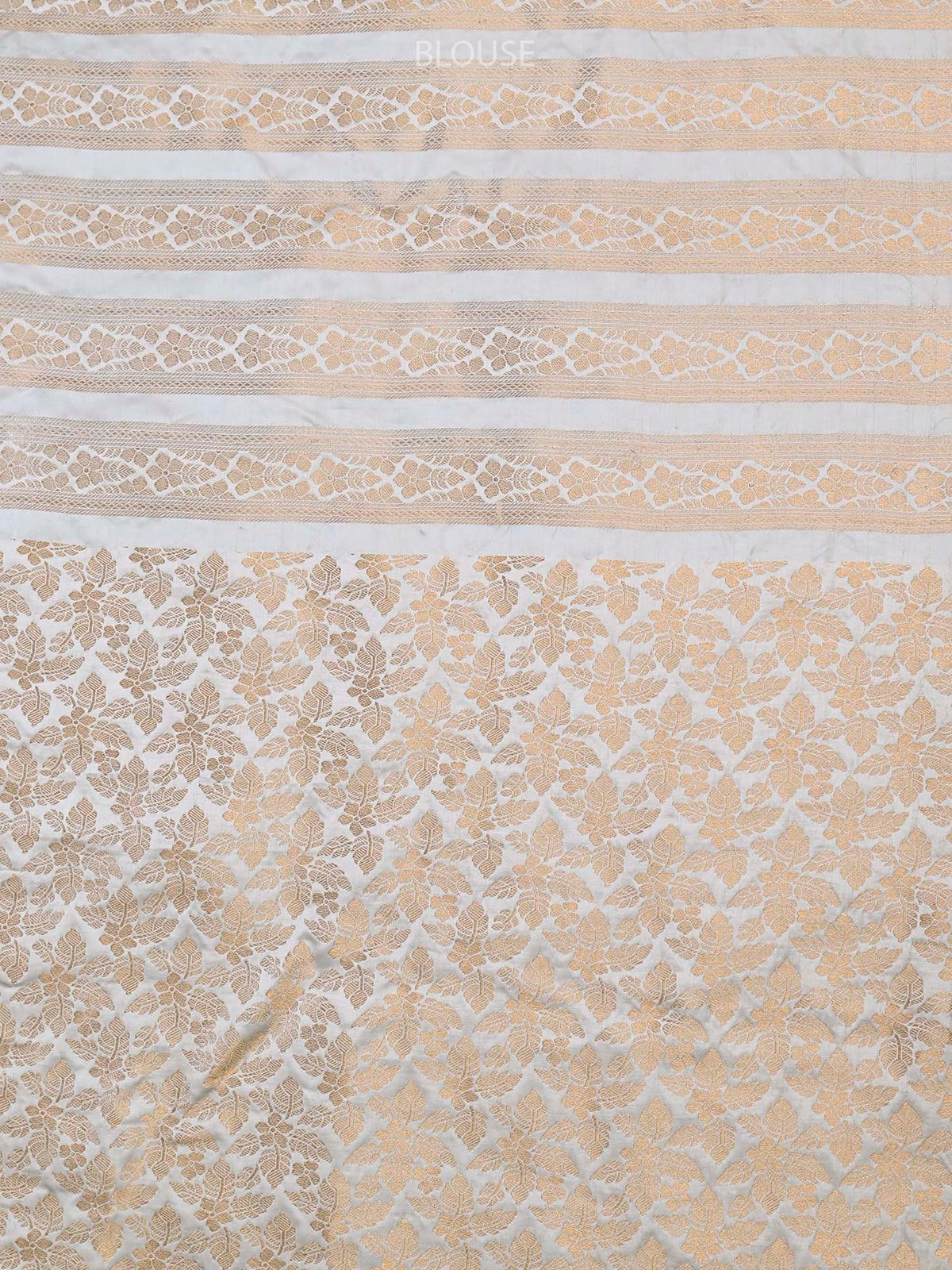 Off White Embroidery Satin Silk Handloom Banarasi Lehenga - Sacred Weaves