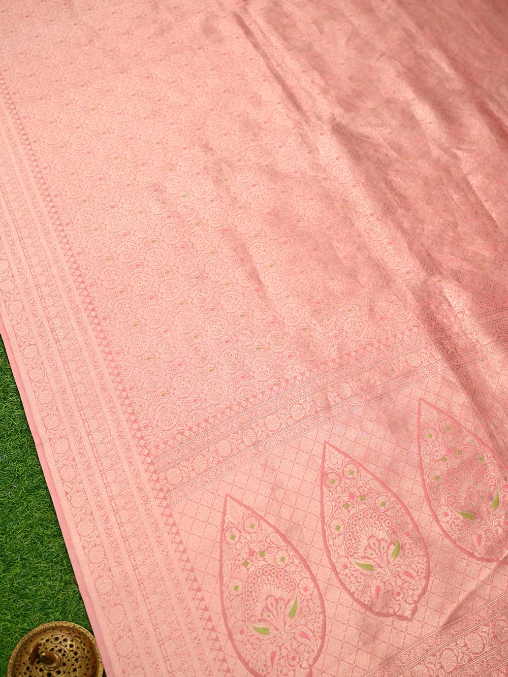 Pastel Pink Meenakari Silk Brocade Handloom Banarasi Saree - Sacred Weaves