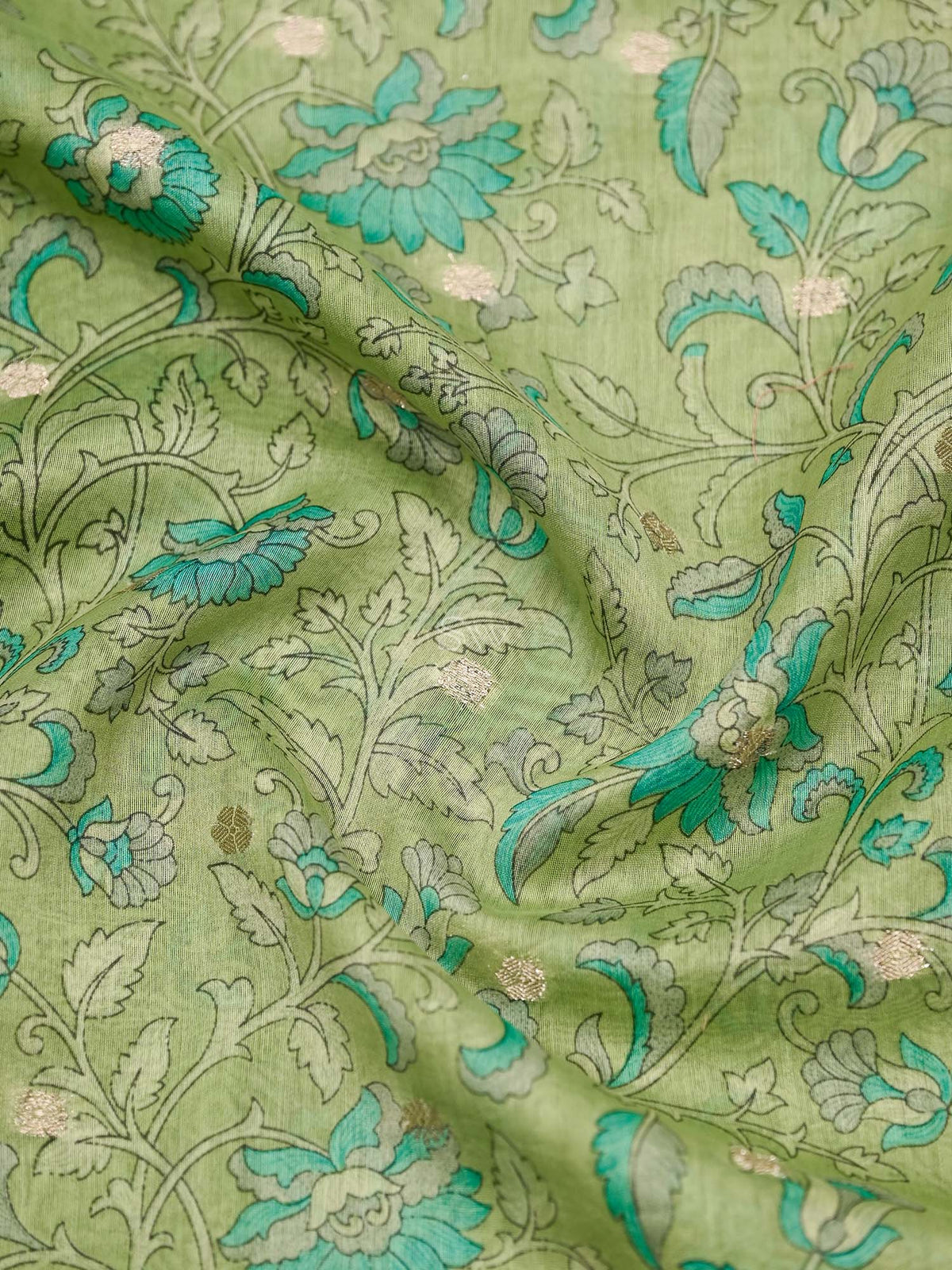 Green Cotton Silk Handloom Banarasi Suit