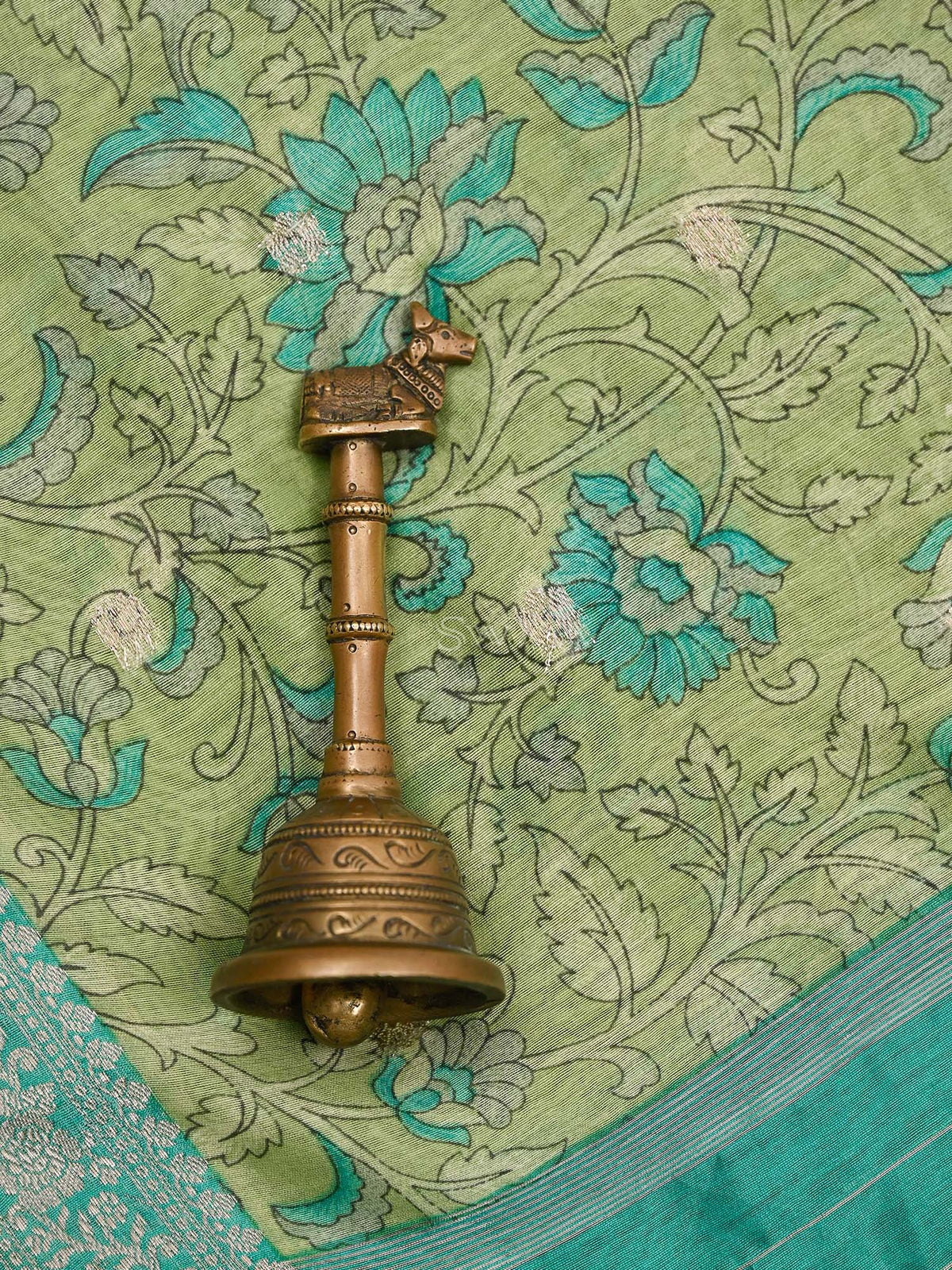 Green Cotton Silk Handloom Banarasi Suit