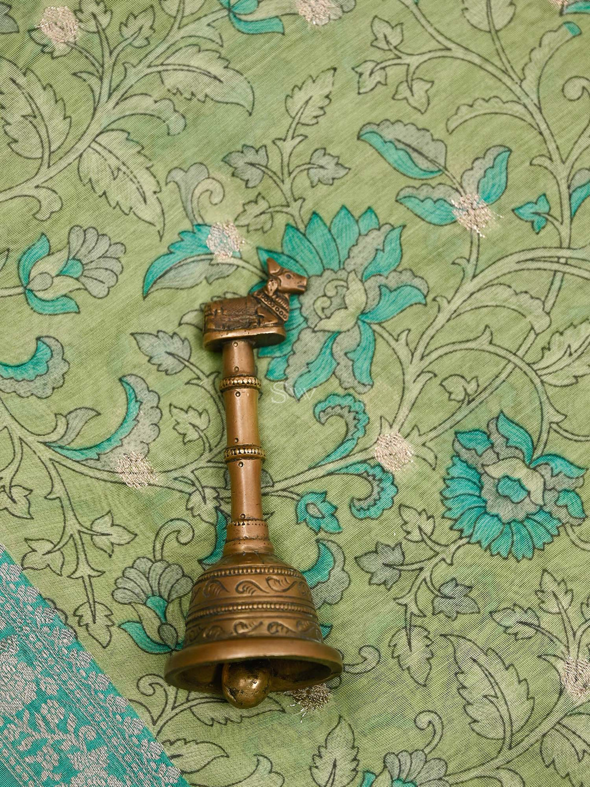 Green Cotton Silk Handloom Banarasi Suit