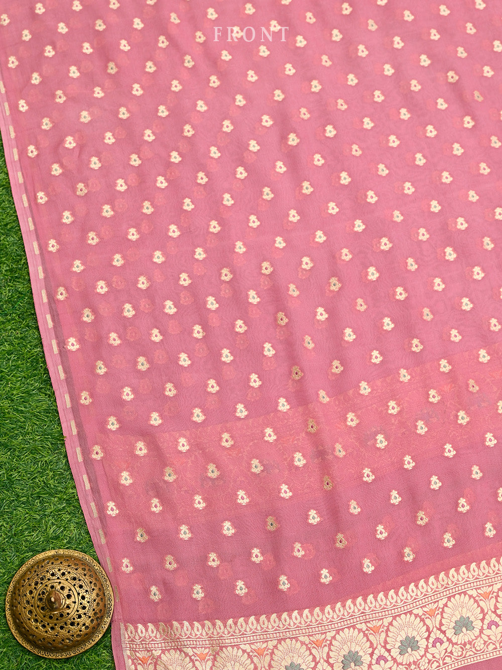 Pastel Pink Meenakari Khaddi Georgette Handloom Banarasi Suit - Sacred Weaves