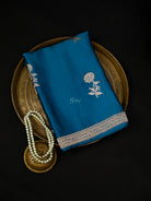 Midnight Blue Boota Satin Silk Handloom Banarasi Saree  - Sacred Weaves