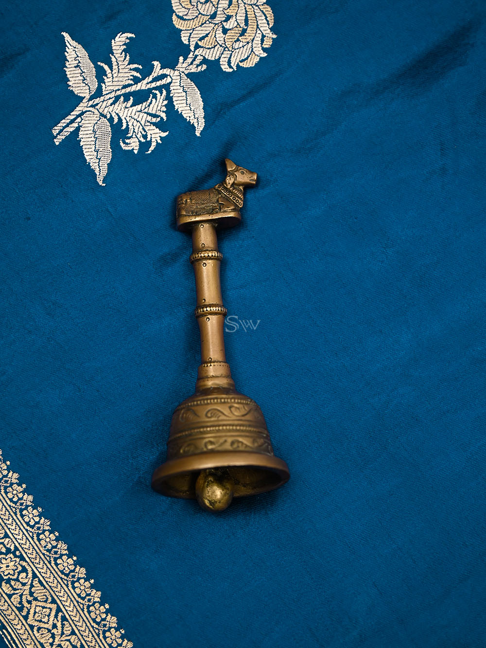 Midnight Blue Boota Satin Silk Handloom Banarasi Saree
