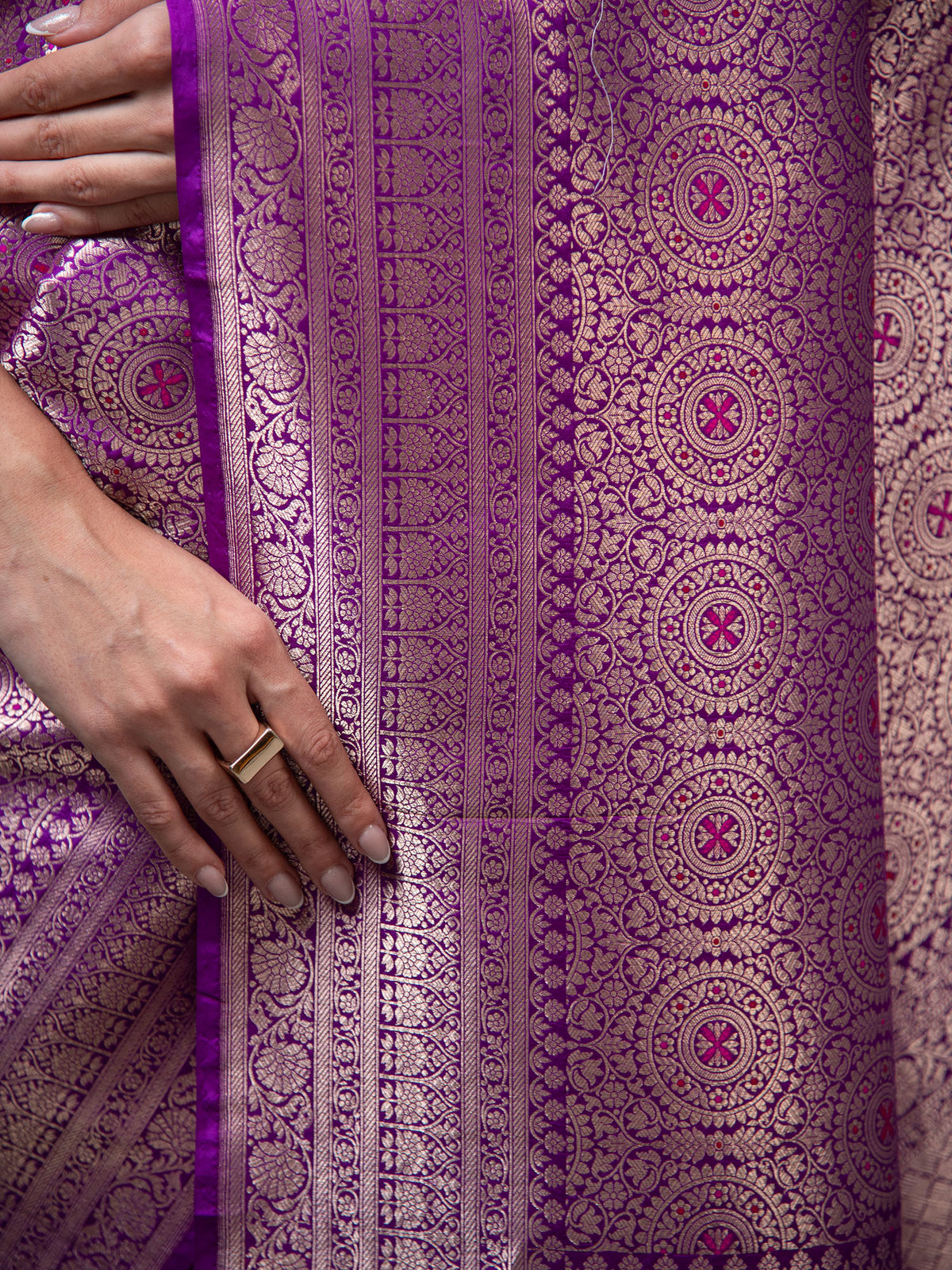 Purple Meenakari Silk Brocade Handloom Banarasi Saree