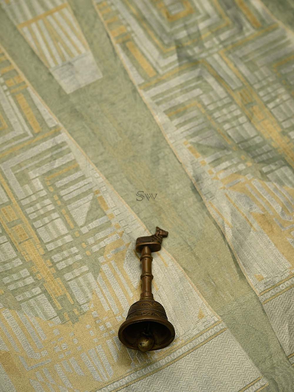 Pastel Green Tissue Silk Handloom Banarasi Lehenga - Sacred Weaves