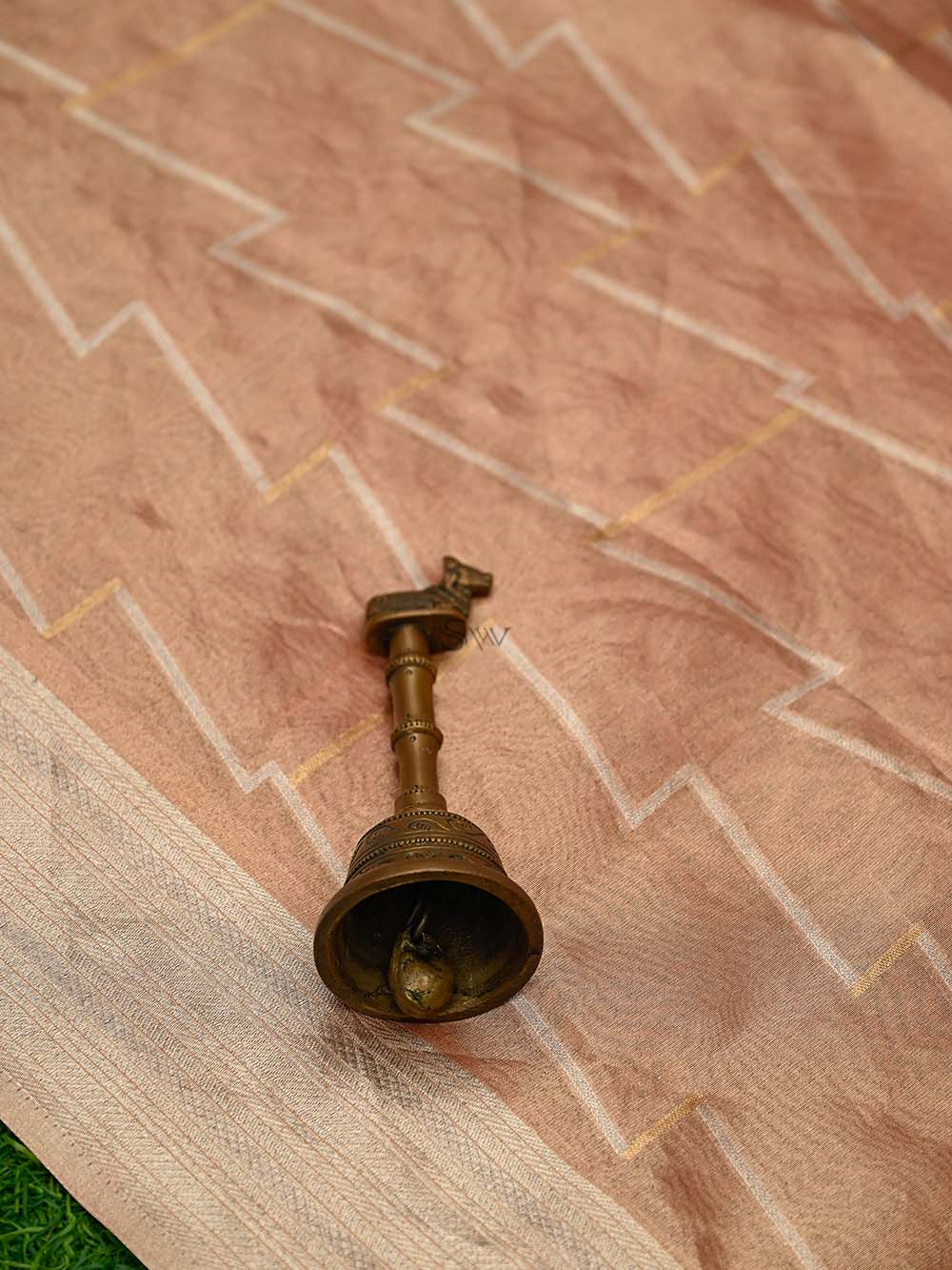 Peach Tissue Silk Handloom Banarasi Lehenga