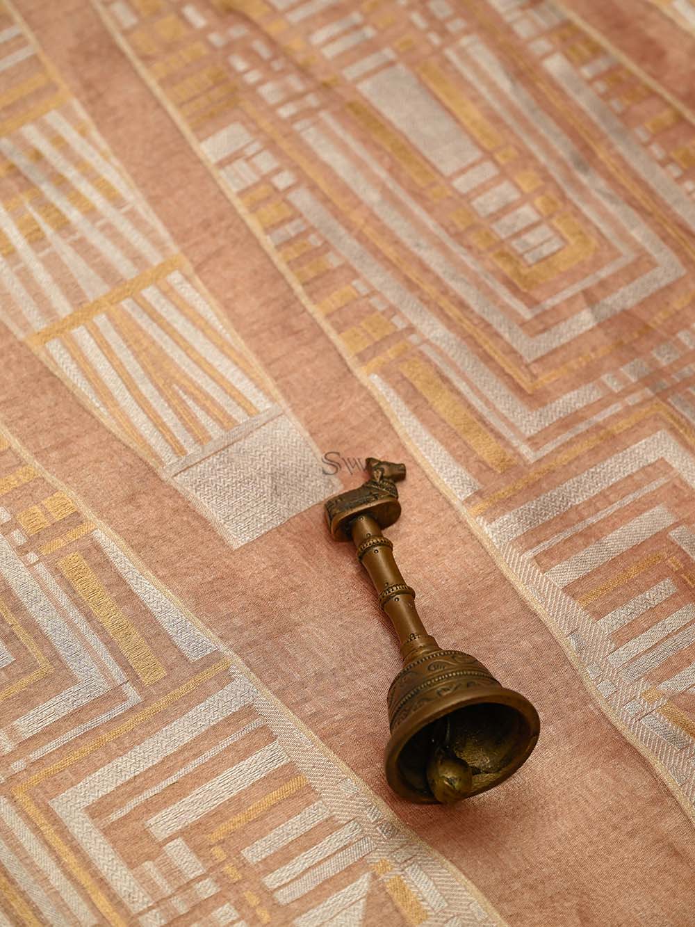 Peach Tissue Silk Handloom Banarasi Lehenga