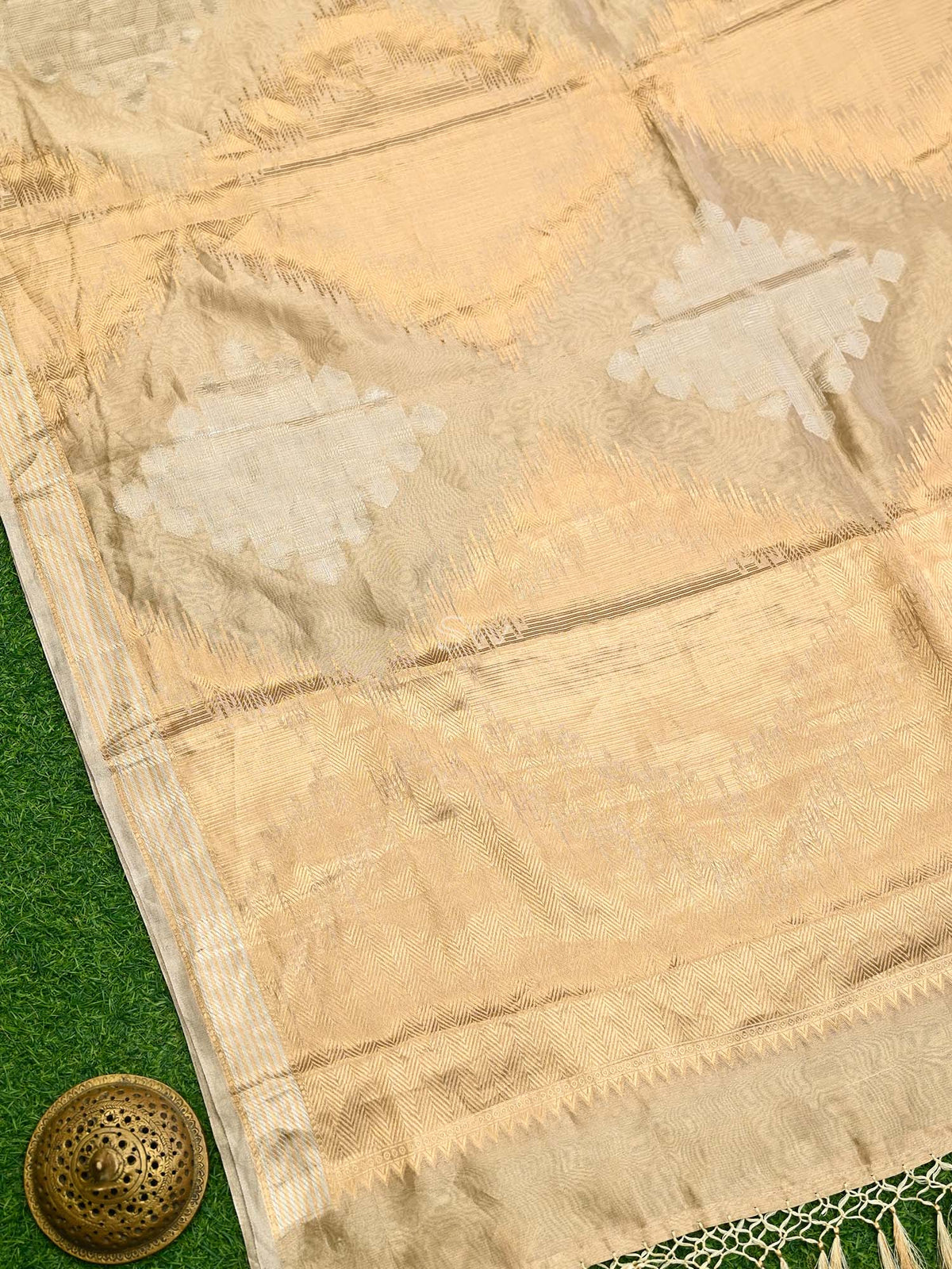 Golden Tissue Brocade Handloom Banarasi Dupatta - Sacred Weaves