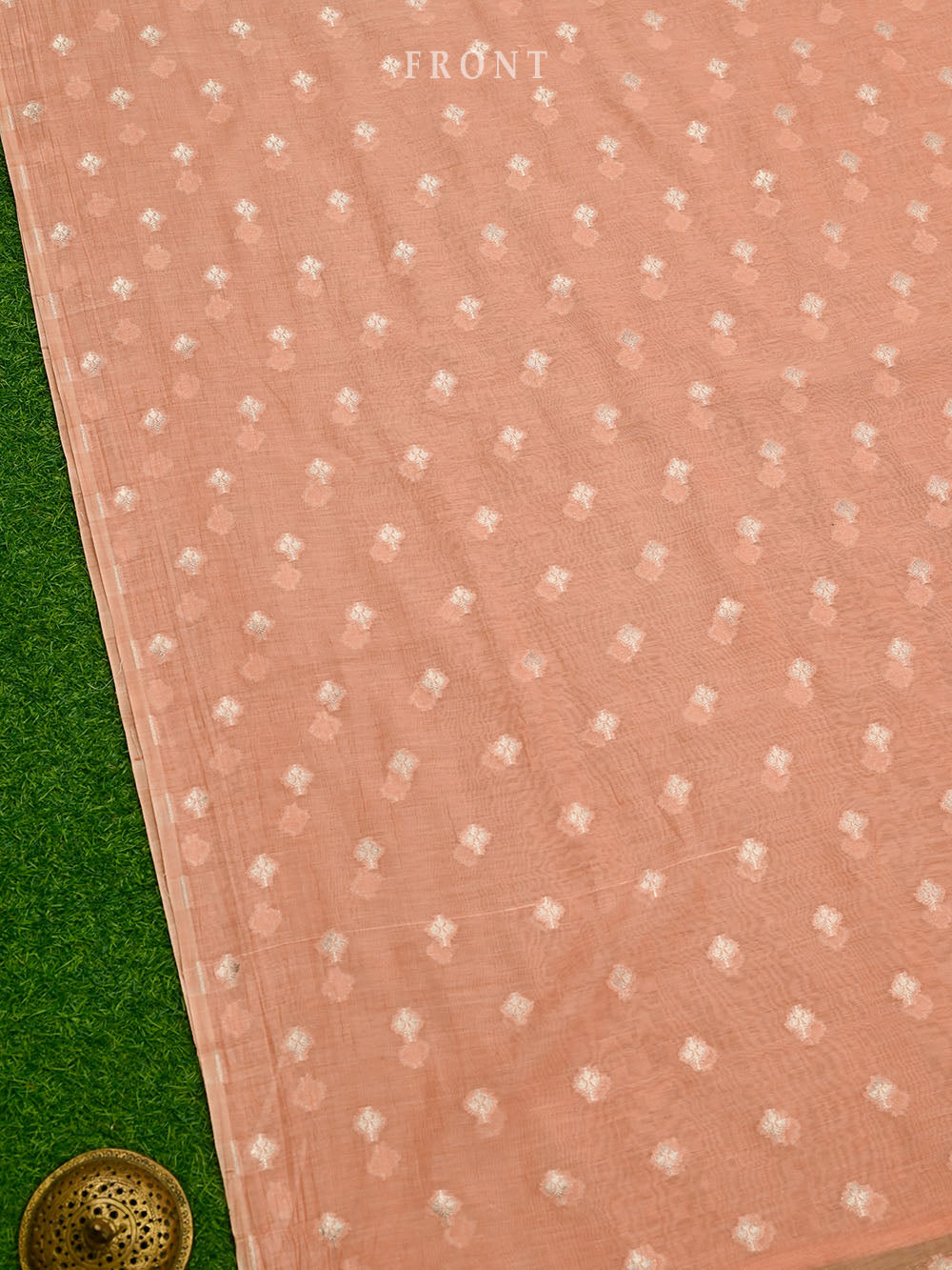 Peach Booti Cotton Silk Handloom Banarasi Suit - Sacred Weaves