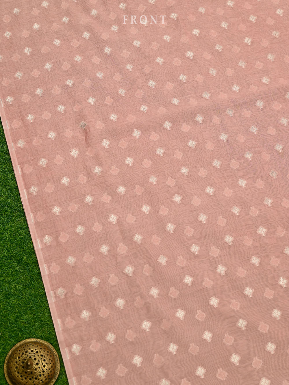 Pastel Pink Booti Cotton Silk Handloom Banarasi Suit - Sacred Weaves