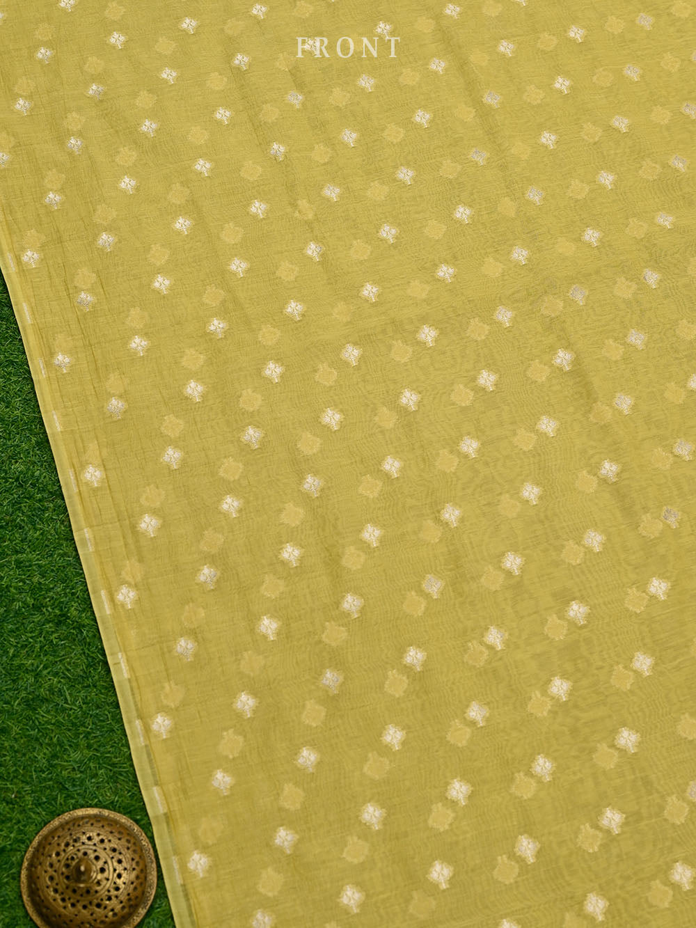 Mustard Booti Cotton Silk Handloom Banarasi Suit - Sacred Weaves