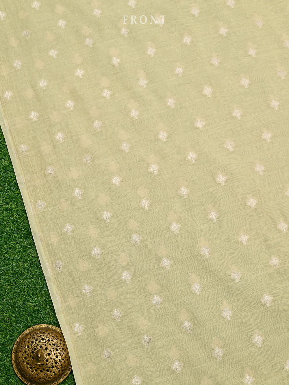 Cream Booti Cotton Silk Handloom Banarasi Suit - Sacred Weaves