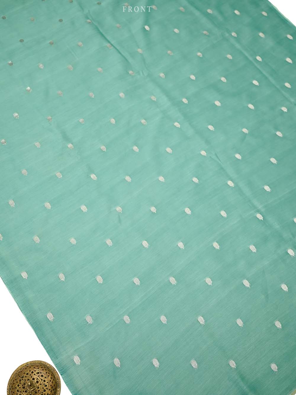 Teal Blue Booti Cotton Silk Handloom Banarasi Suit - Sacred Weaves