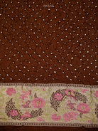 Dark Brown Meenakari Bandhani Silk Handloom Banarasi Saree - Sacred Weaves