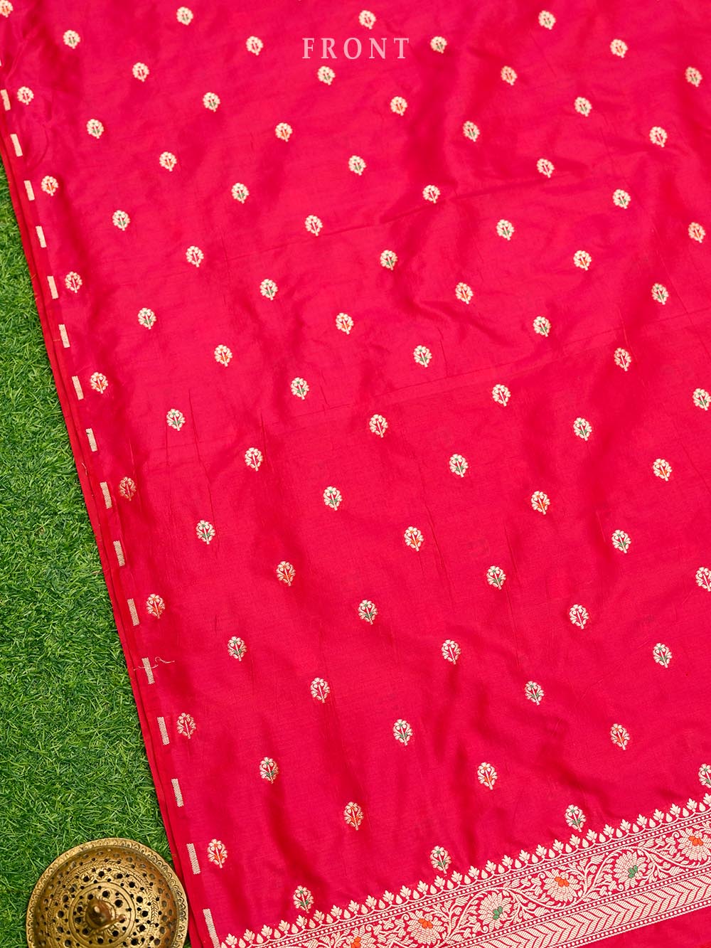 Red Pink Meenakari Katan Silk Handloom Banarasi Suit - Sacred Weaves