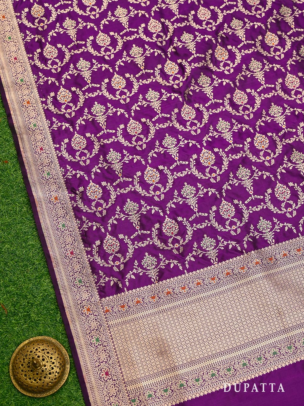 Purple Meenakari Katan Silk Handloom Banarasi Suit