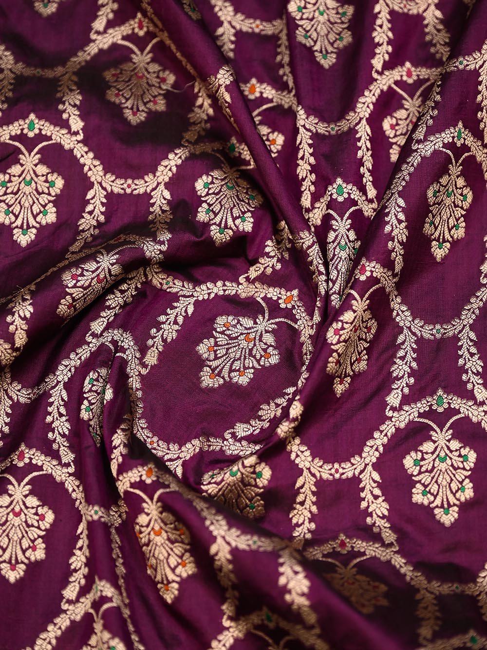 Wine Meenakari Katan Silk Handloom Banarasi Suit