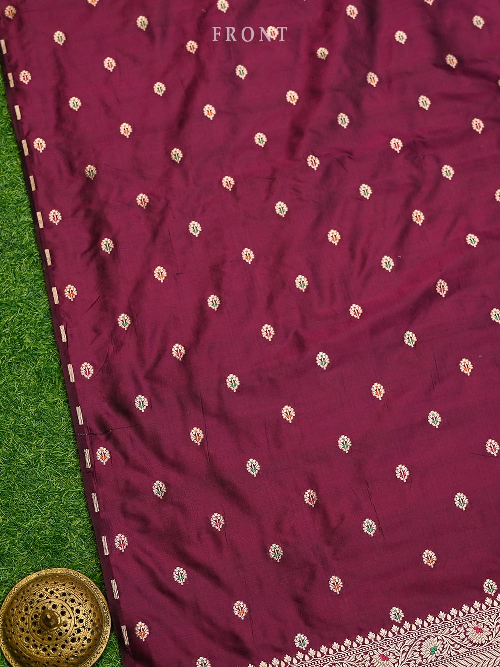 Wine Meenakari Katan Silk Handloom Banarasi Suit - Sacred Weaves