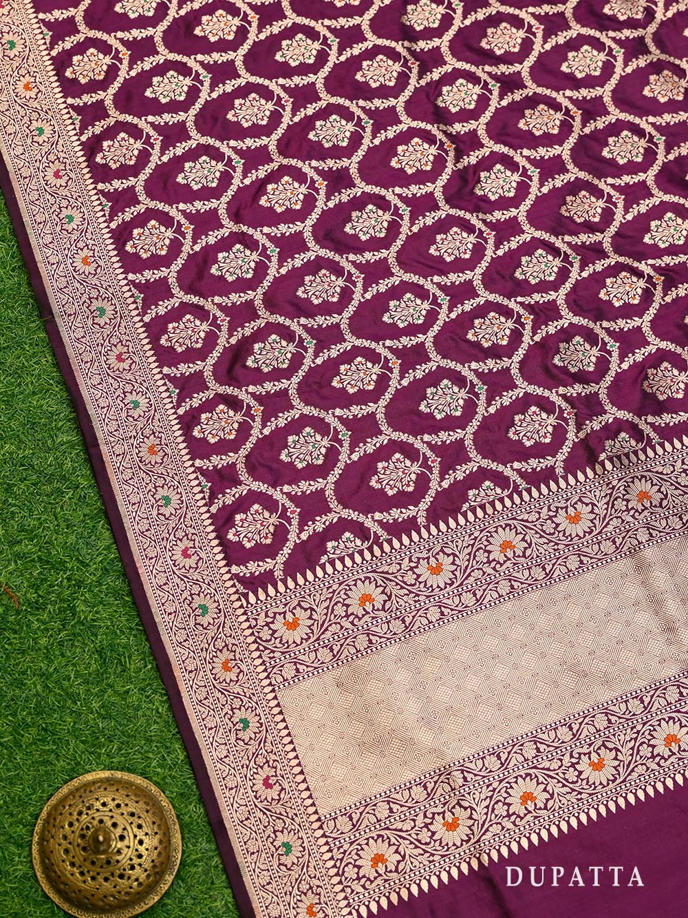 Wine Meenakari Katan Silk Handloom Banarasi Suit