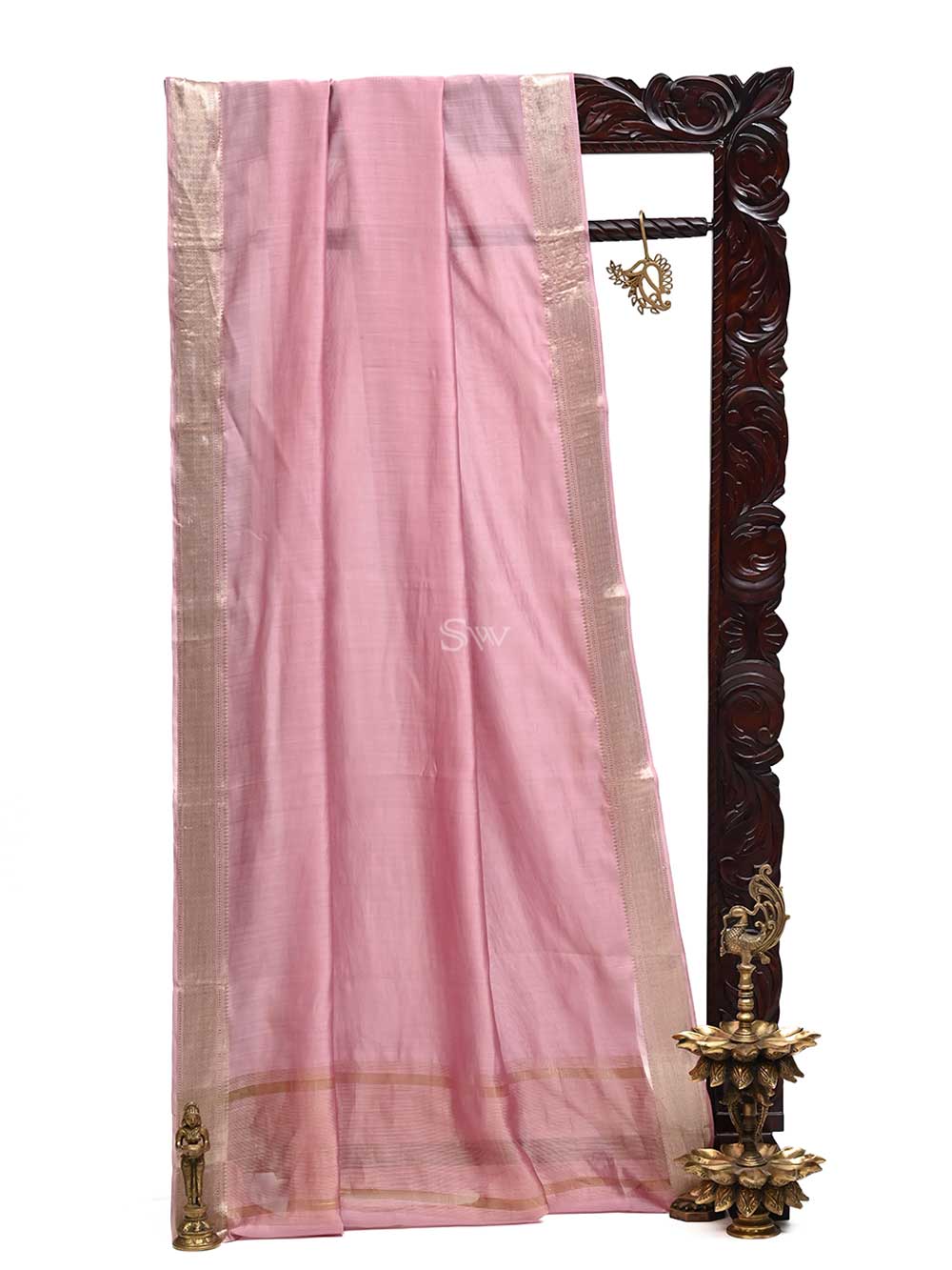Onion Pink Chiniya Silk Handloom Banarasi Saree - Sacred Weaves