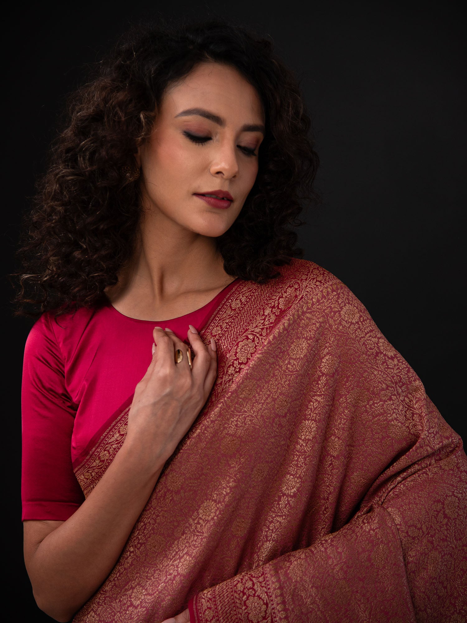 Dusky Pink Jaal Crepe Silk Handloom Banarasi Saree - Sacred Weaves