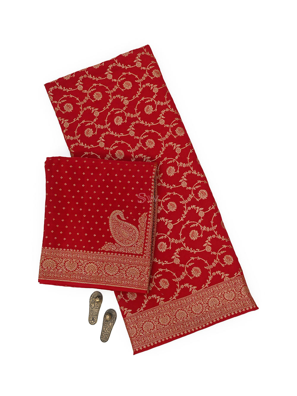 Maroon Konia Crepe Silk Handloom Banarasi Suit - Sacred Weaves