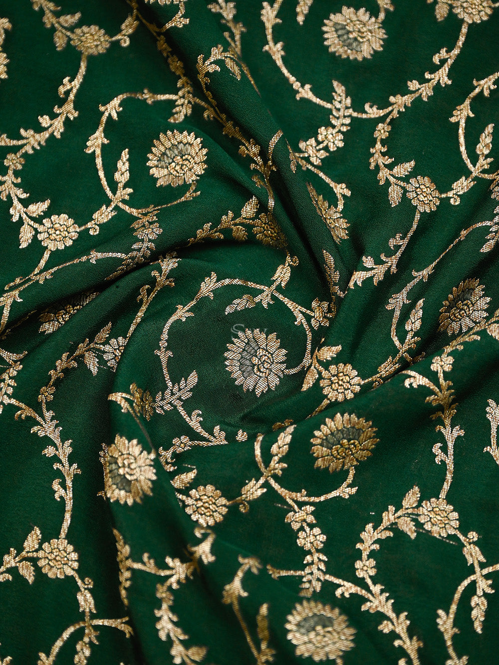 Bottle Green Konia Crepe Silk Handloom Banarasi Suit