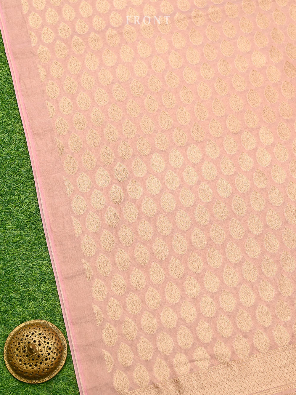 Pastel Pink Booti Cotton Tissue Silk Handloom Banarasi Suit - Gift Box - Sacred Weaves