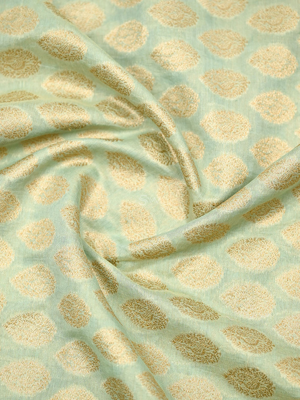 Pastel Green Booti Cotton Tissue Silk Handloom Banarasi Suit -  wrong pricing