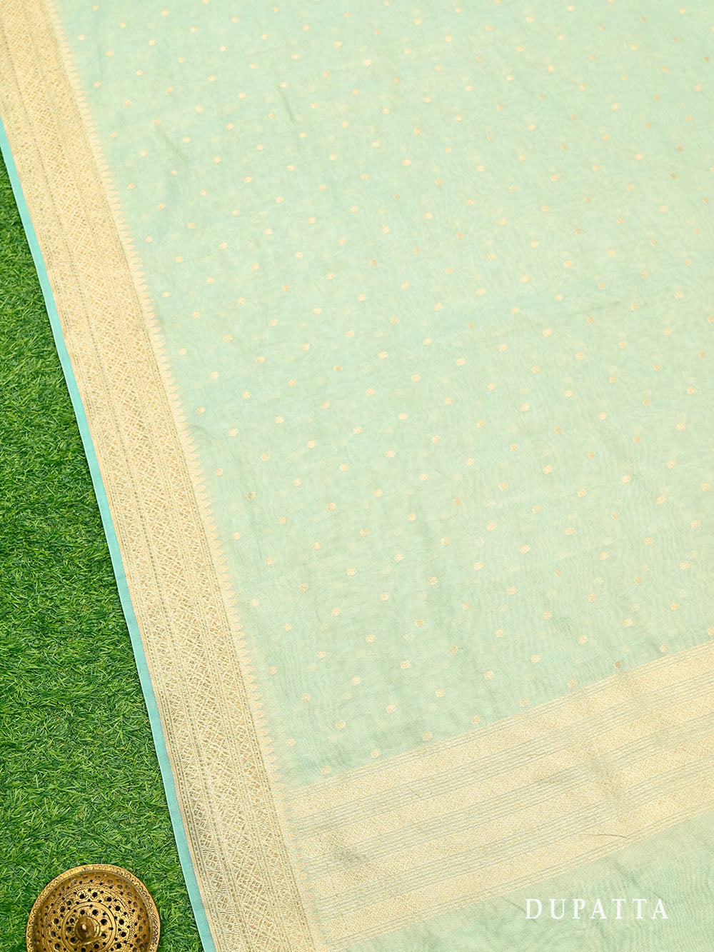 Pastel Green Booti Cotton Tissue Silk Handloom Banarasi Suit -  wrong pricing