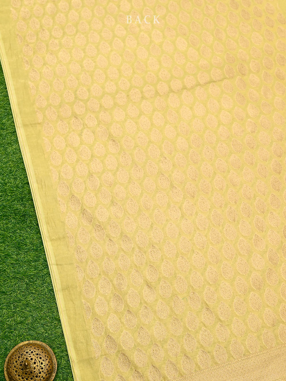 Yellow Booti Cotton Tissue Silk Handloom Banarasi Suit - wrong pricing