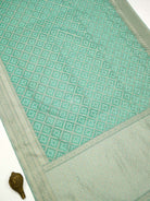 Aqua Blue Zari Cotton Saree - Sacred Weaves