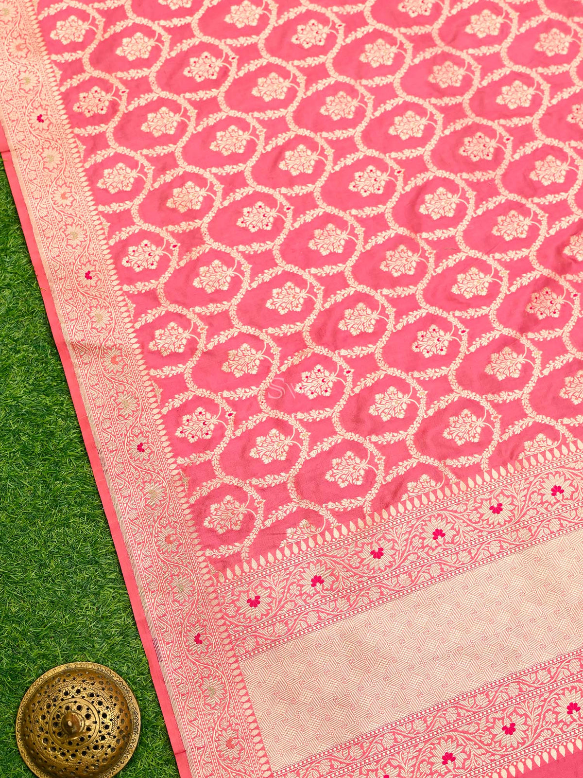Pastel Pink Meenakari Jaal Katan Silk Handloom Banarasi Dupatta