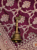 Wine Meenakari Jaal Katan Silk Handloom Banarasi Dupatta - Sacred Weaves