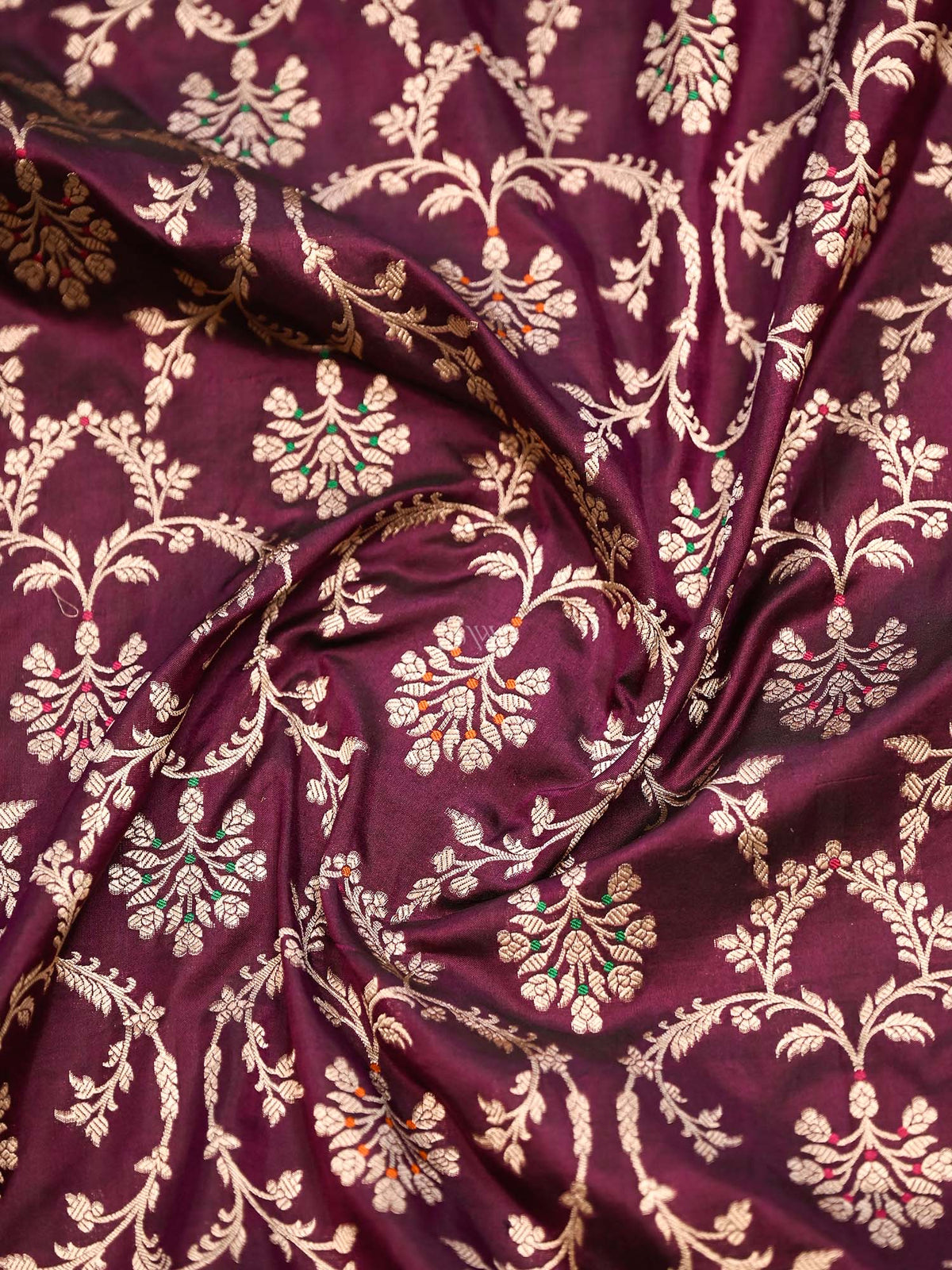 Wine Meenakari Jaal Katan Silk Handloom Banarasi Dupatta